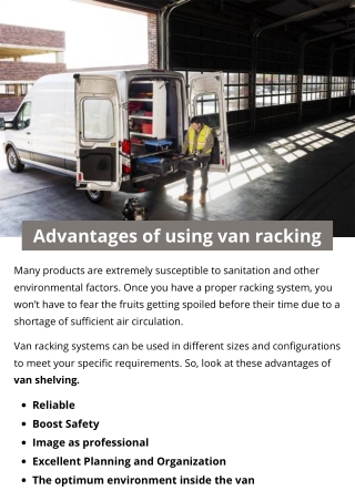 Advantages of using van racking