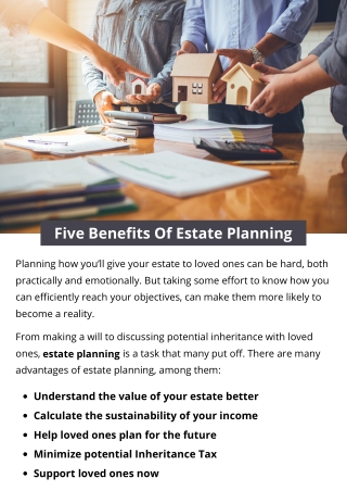 Five Benefits Of Estate Planning