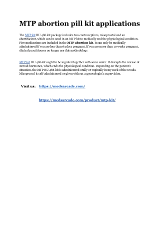 MTP abortion pill kit applications