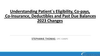 2023 Guidelines on Patients Eligibility, Copays, Co-Insurance, Past Due Balances