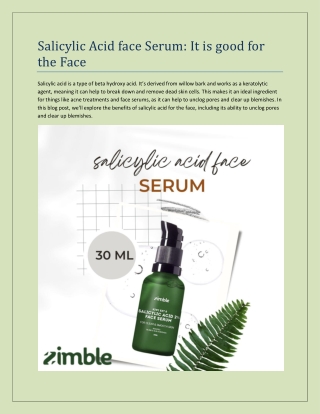 Salicylic Acid face Serum It is good for the Face