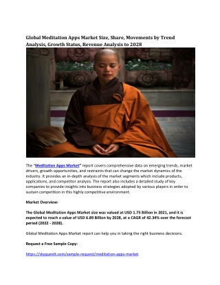 Global Meditation Apps Market Size, Share, Movements by Trend Analysis, Growth