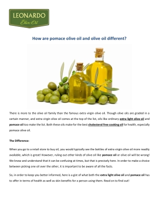 Here's how Pomace oil and pure Olive oil are different