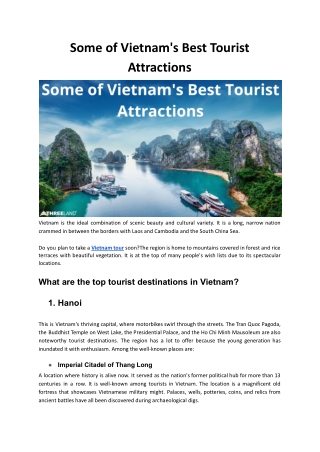 Some of Vietnam's Best Tourist Attractions