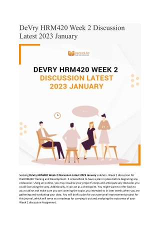 DeVry HRM420 Week 2 Discussion Latest 2023 January