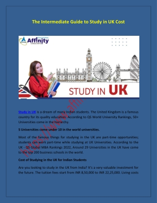 The Intermediate Guide to Study in UK Cost