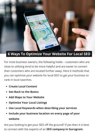 6 Ways To Optimize Your Website For Local SEO