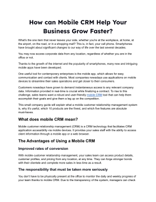 How can mobile CRM help your business grow faster.