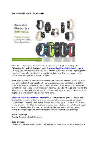 Romania Wearable Electronics Market Research Report 2021-2027