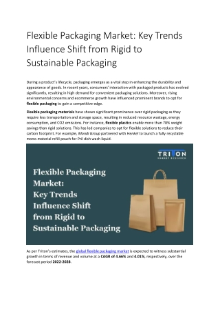 Flexible Packaging Market: Key Trends Influence Shift from Rigid to Sustainable