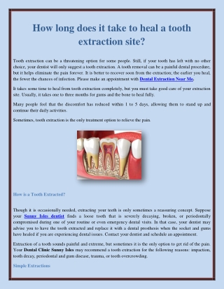 How long does it take to heal a tooth extraction site?