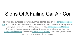 Signs Of A Failing Car Air Con