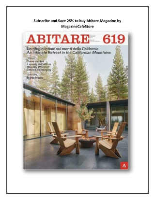 Subscribe and Save 25 to buy Abitare Magazine by MagazineCafeStore