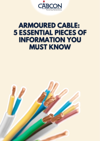 Armoured Cable 5 Essential Pieces of Information You Must Know