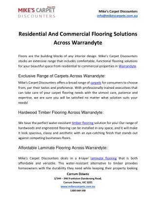 Residential And Commercial Flooring Solutions Across Warrandyte