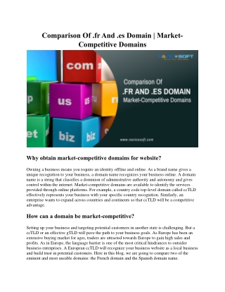 Comparison Of .fr And .es Domain  Market-Competitive Domains