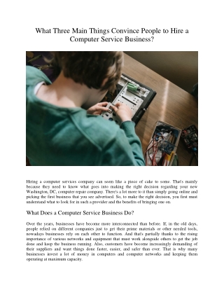 What Three Main Things Convince People to Hire a Computer Service Business