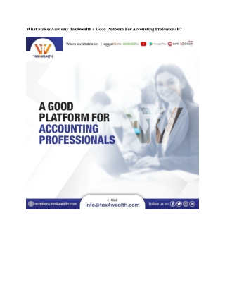 Find Platform For Accounting Professionals | Academy Tax4wealth