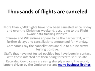 Thousands of flights are canceled