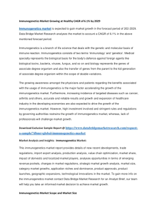 Immunogenetics Market Growing at Healthy CAGR of 6.1 by 2029