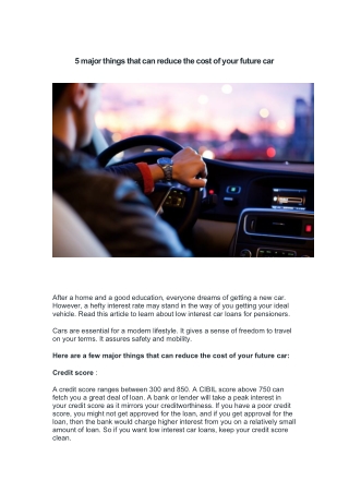 5 major things that can reduce the cost of your future car