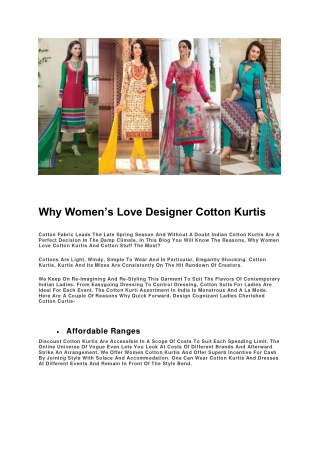 Why Women’s Love Designer Cotton Kurtis