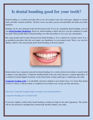 Is dental bonding good for your teeth?