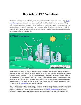 How to hire LEED Consultant