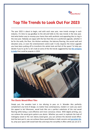 Top Tile Trends to Look Out For 2023