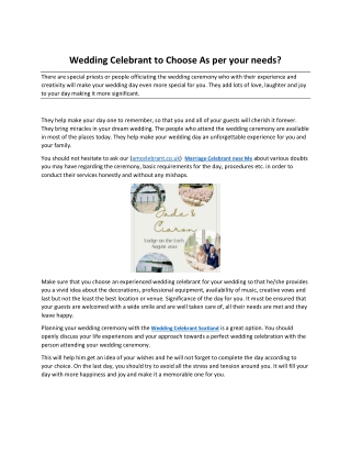 Wedding Celebrant to Choose As per your needs PDF