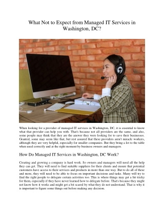 What Not to Expect from Managed IT Services in Washington, DC
