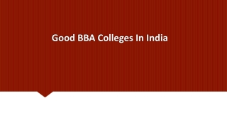 Good BBA Colleges In India