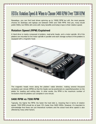 HDDs Rotation Speed & When to Choose 5400 RPM Over 7200 RPM