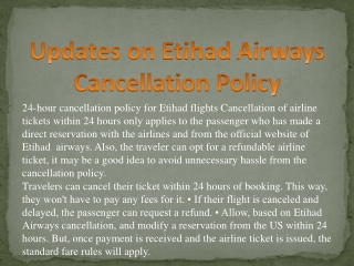 Etihad Airways Cancellation Policy | Cancel Flight Ticket