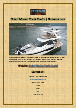 Dubai Marina Yacht Rental  Dubriani