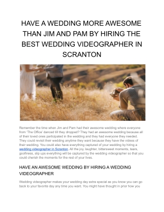 HAVE A WEDDING MORE AWESOME THAN JIM AND PAM BY HIRING THE BEST WEDDING VIDEOGRAPHER IN SCRANTON