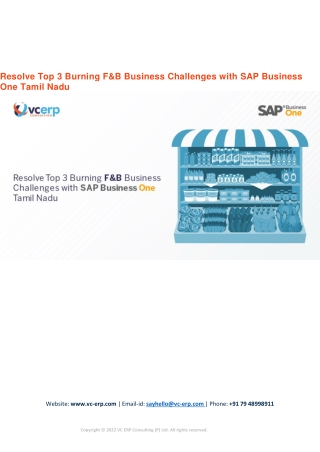 Resolve Top 3 Burning F&B Business Challenges with SAP Business One Tamil Nadu