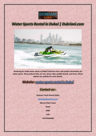 Water Sports Rental in Dubai Dubriani