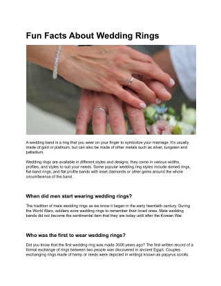 Fun Facts About Wedding Rings