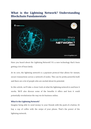 What is the Lightning Network (1)