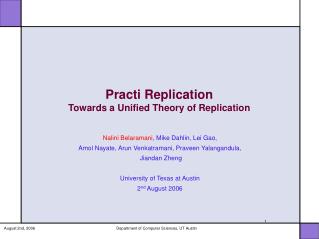 Practi Replication Towards a Unified Theory of Replication