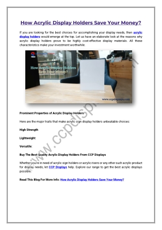 How Acrylic Display Holders Save Your Money