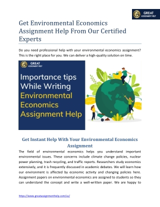 Get Environmental Economics Assignment Help From Our Certified Experts