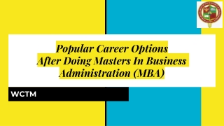 Popular Career Options  After Doing Masters In Business Administration (MBA)