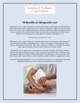 10 Benefits of chiropractic care