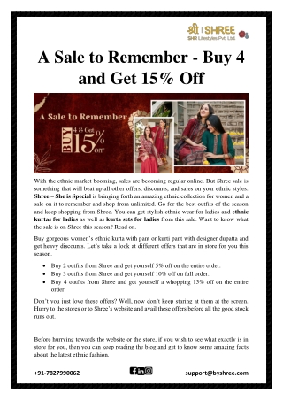 A Sale to Remember - Buy 4 and Get 15% Off