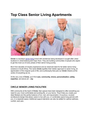Top Class Senior Living Apartments