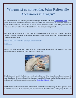 Warum ist es notwendig, beim Reiten alle Accessoires zu tragen?