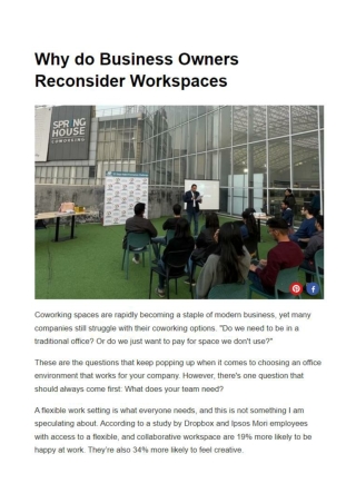 Why do Business Owners Reconsider Workspaces