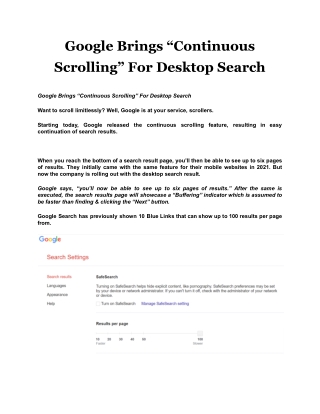 Google Brings “Continuous Scrolling” For Desktop Search